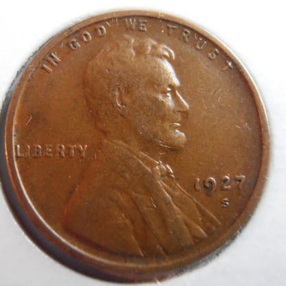 1927 S Lincoln Wheat Cent Fine Condition Circulated Copper Penny 99 Years Old