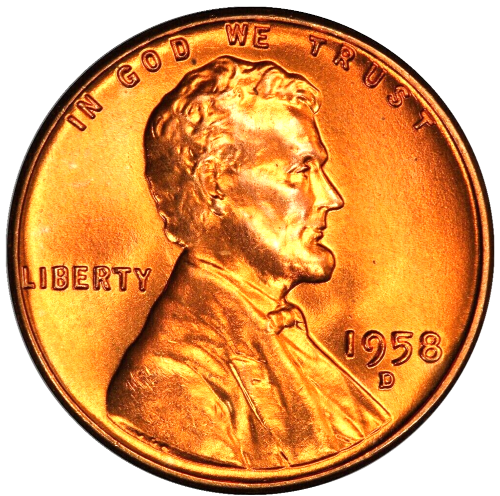✅ 1958-D Lincoln Wheat Cent GEM BU 1c BRILLIANT UNCIRCULATED From OBW Roll
