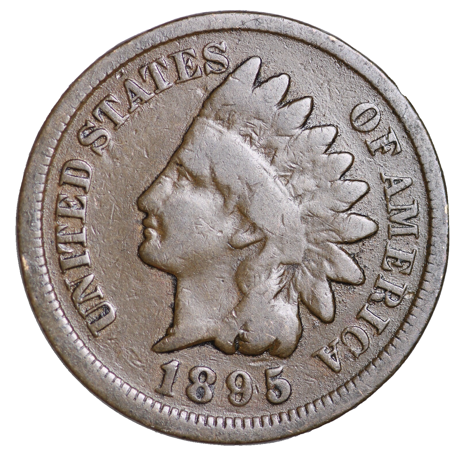 1895 Indian Head Cent Good - Very Good Condition Average Circulated Bronze Penny