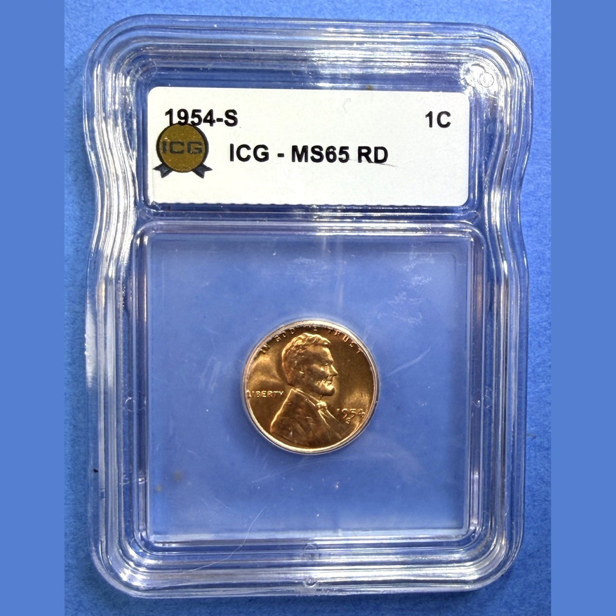 1954-S Lincoln Wheat Cent ICG MS65 RD Full Red Luster San Francisco Mint Penny