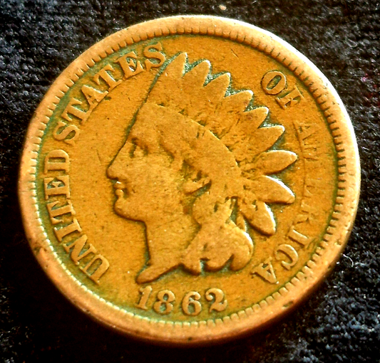 1862 1C BN Indian Cent Variety Two Over 160 yrs Old G-VG Features 1C