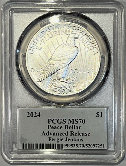 2024 Peace Dollar 1oz .999 Silver PCGS MS70 Paul Molitor, RARE 1 Of Only 5 WW