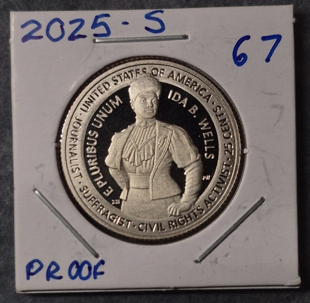 2025 S Ida B. Wells Proof Quarter 25C American Women Clad Cameo Mirror Fields