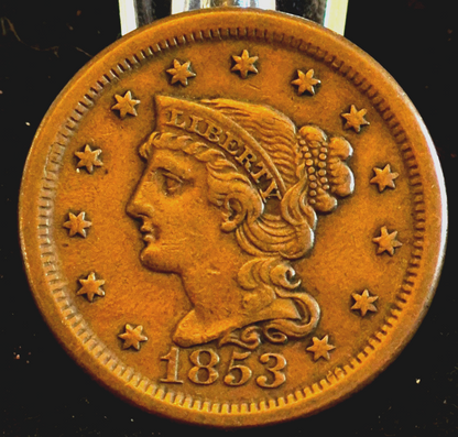 1853 Braided Hair Large Cent Strong AU-MS Features Variant N18 R1