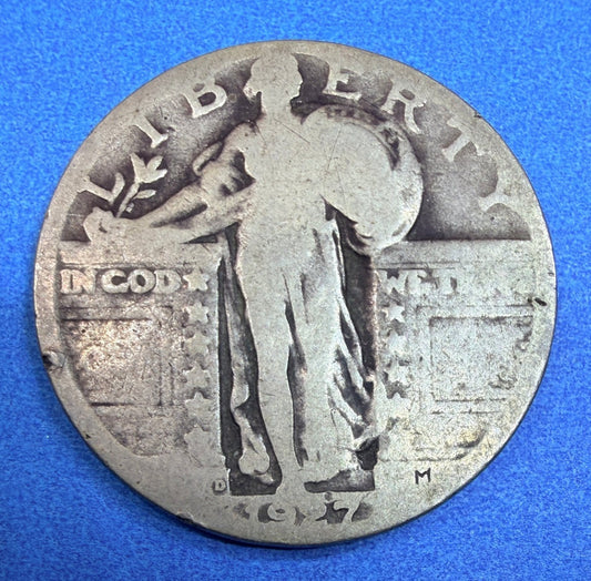 1927-D Standing Liberty Quarter 25C VG 90% Silver Denver Better Date US Coin