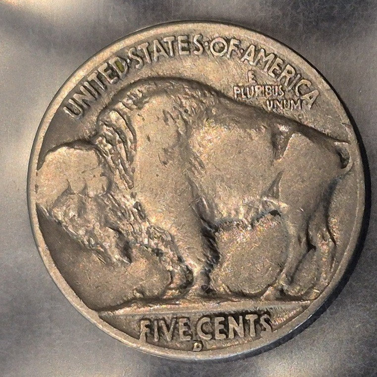 1937-D Buffalo Nickel 5C Indian Head Denver Mint Full Date Bold D Mint Mark VF