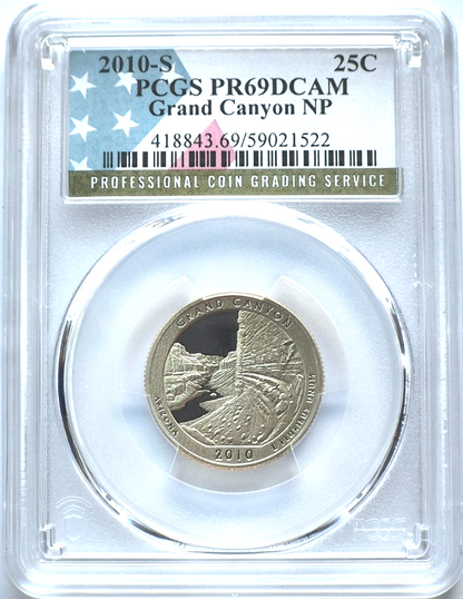2010 S National Parks 5 Coin Quarter Set PCGS PR69DCAM Special Flag NP Label