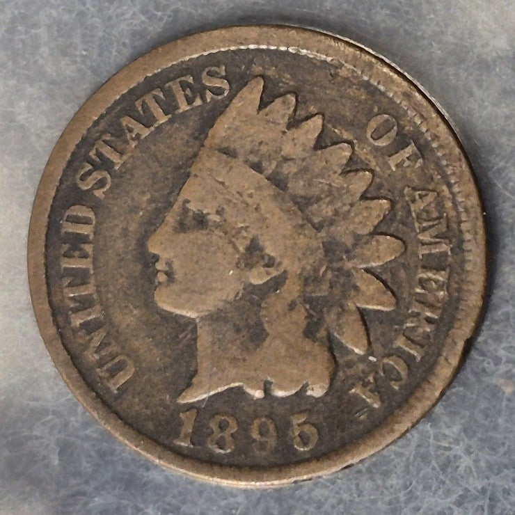 1895 Indian Head Cent Penny 1C Good Full Rims Bold Date Bronze 19th Century