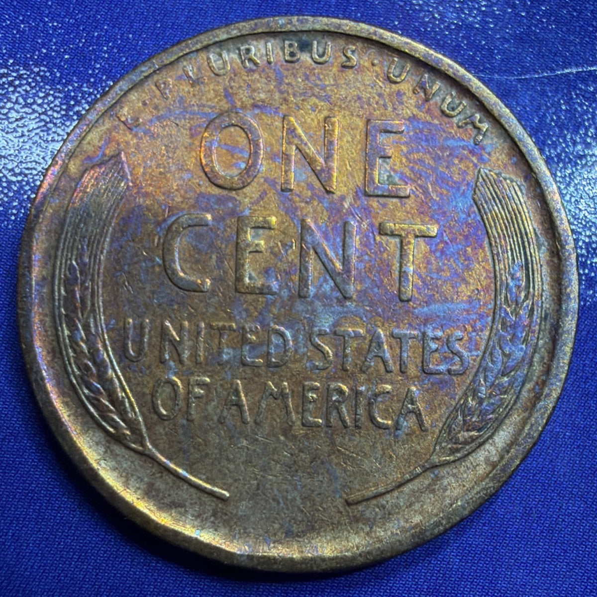1909 Lincoln Wheat Cent 1C XF-AU Rainbow Toned Brown US Coin Philadelphia