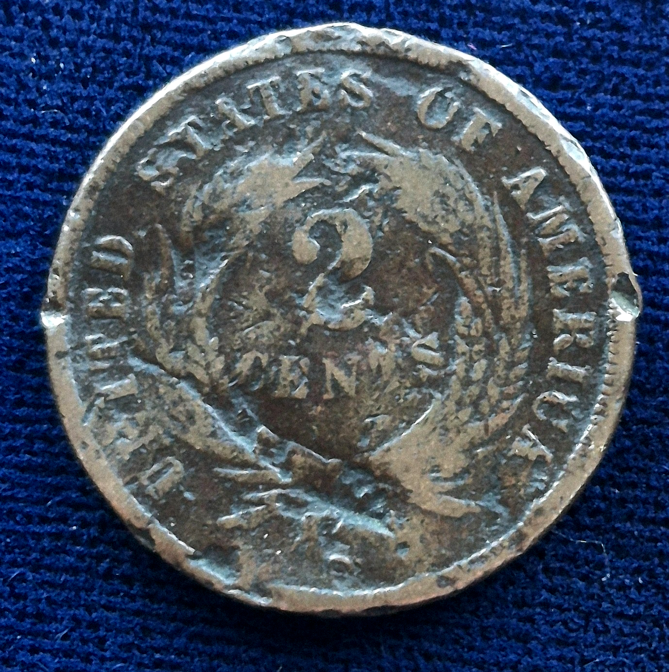 1871 Two Cent, Extremely Low Mintage and Survival, Damaged Yet Good Features, 2C