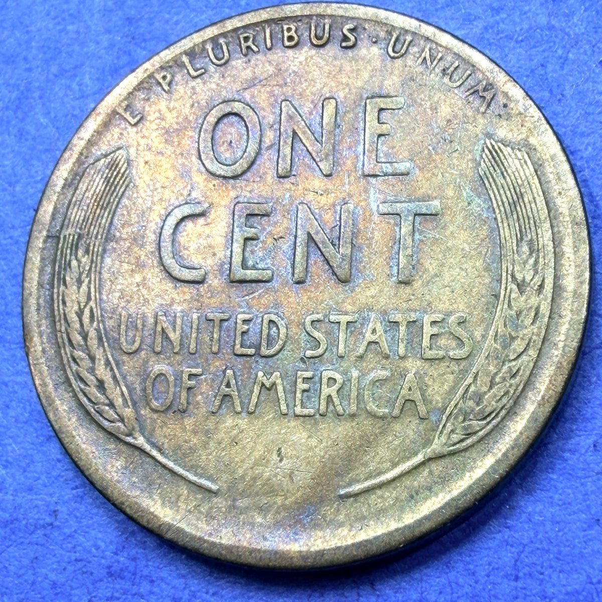 1917-S Lincoln Wheat Cent Toner 1C Penny San Francisco Mint XF Gold Violet Tone