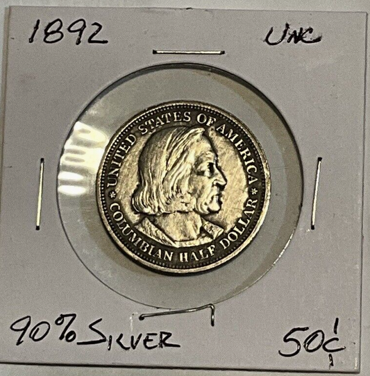 1892 COLUMBIA EXPOSITION HALF DOLLAR 1492 400 Years Silver 50C Coin UNC BU/AU