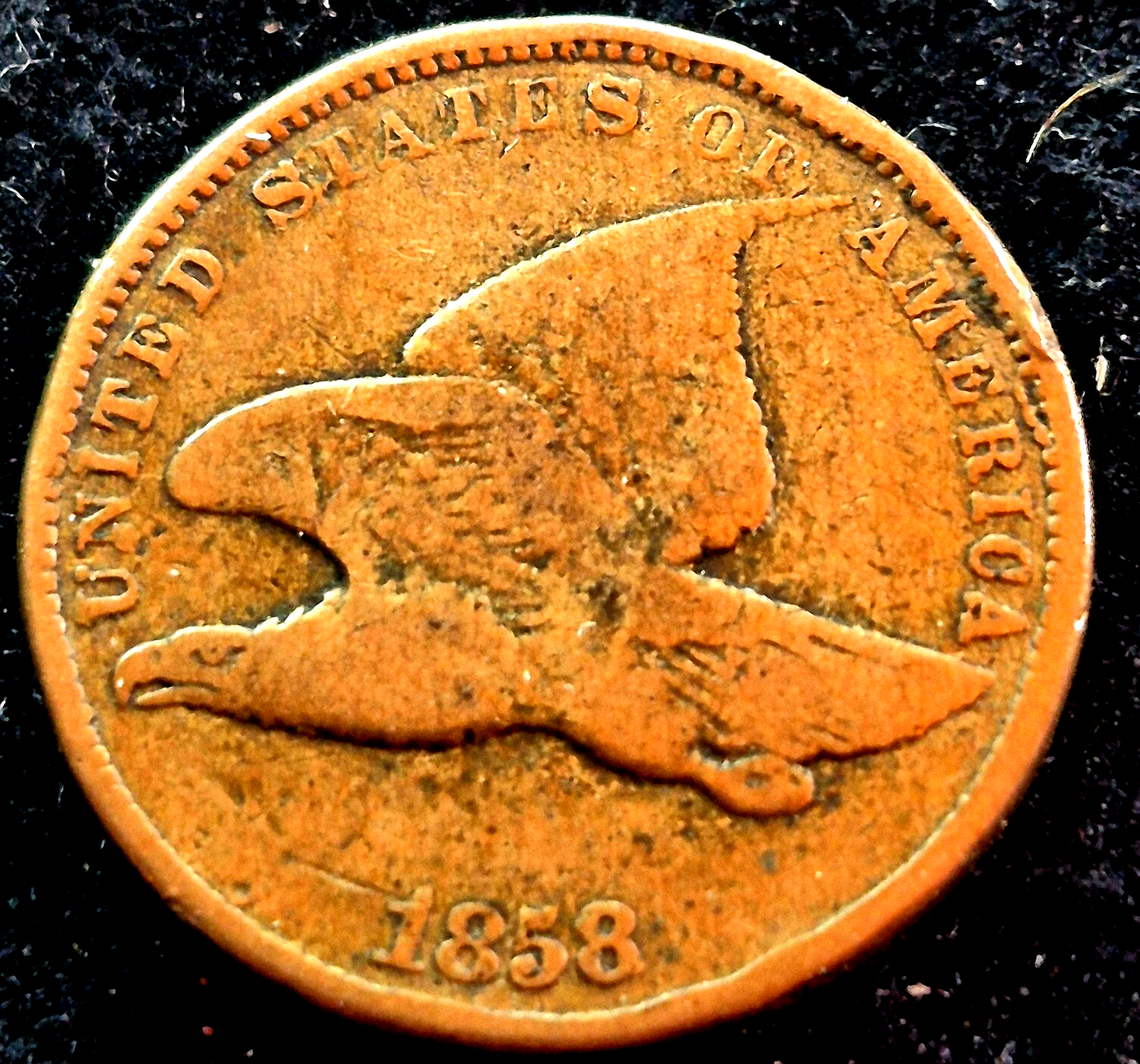 1858 Flying Eagle One Cent VG-F Features Small Letter Last of Only 3 Yrs Minted