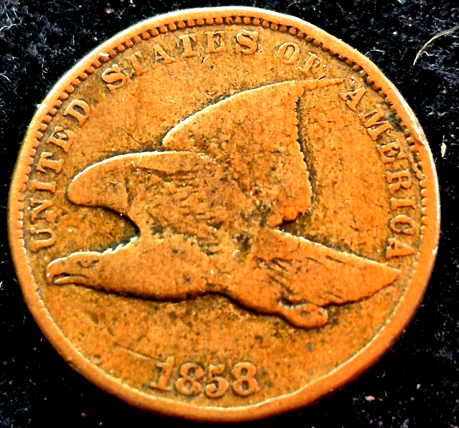 1858 Flying Eagle One Cent VG-F Features Small Letter Last of Only 3 Yrs Minted