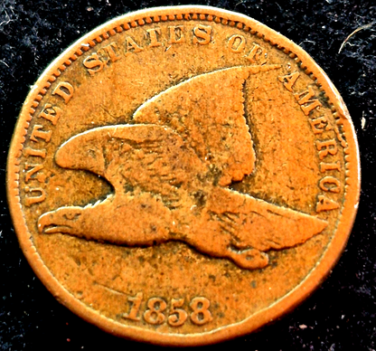 1858 Flying Eagle One Cent VG-F Features Small Letter Last of Only 3 Yrs Minted