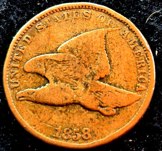 1858 Flying Eagle One Cent VG-F Features Small Letter Last of Only 3 Yrs Minted