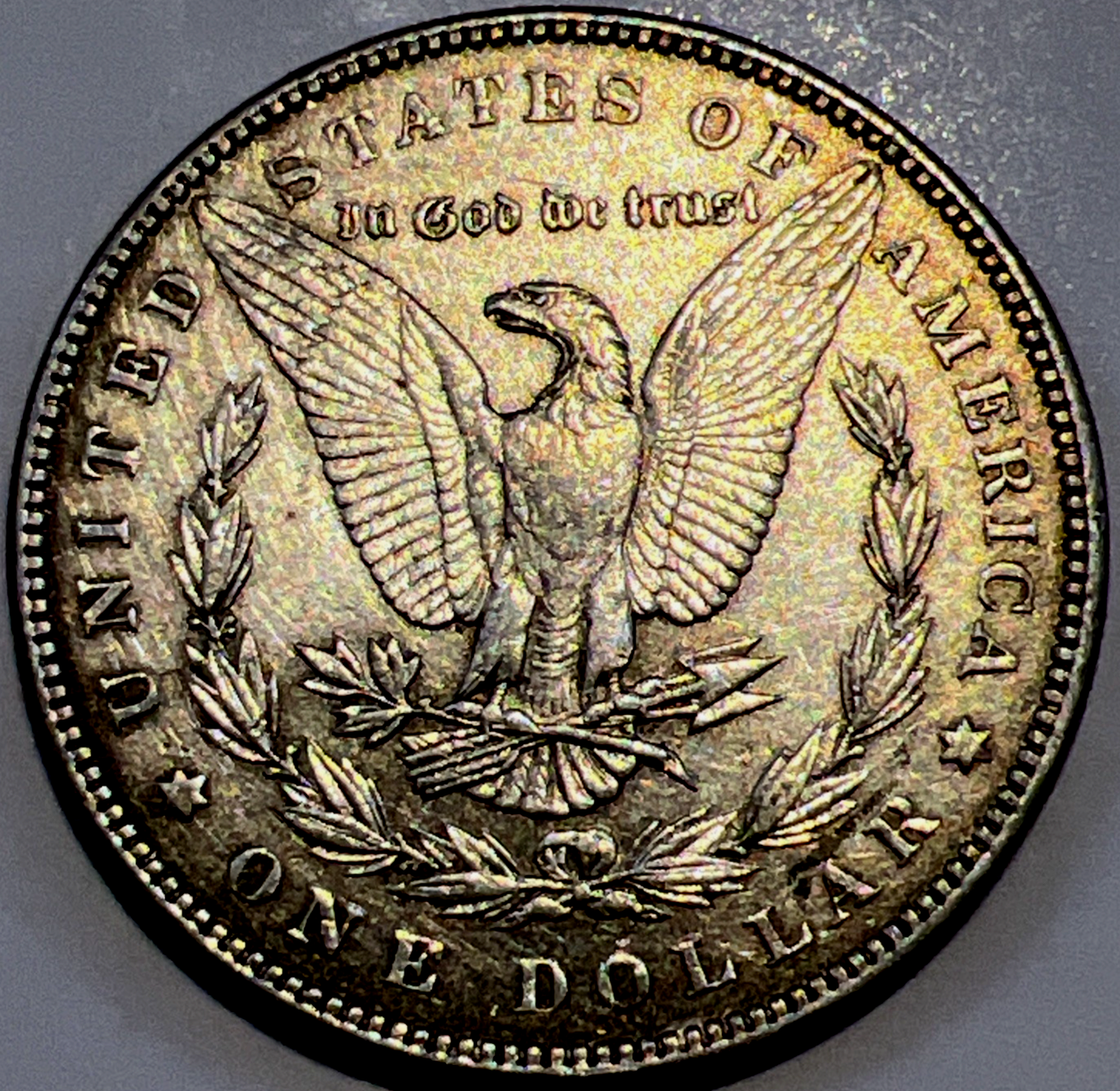 1885 P Morgan BEAUTIFUL GOLD TONING 90% Silver $1 Dollar SHARP Great Strike
