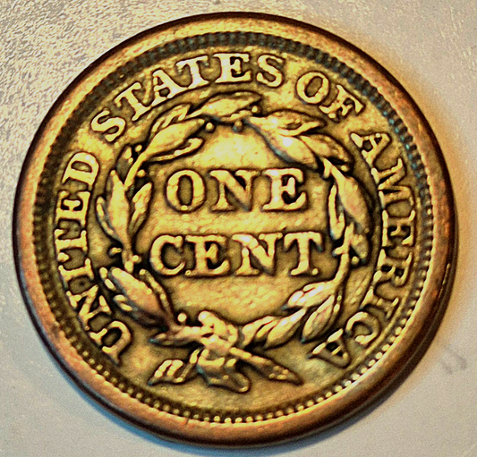 1853 Braided Hair Cent N23 R4 GSID 1168 XF+ Features 1C BN