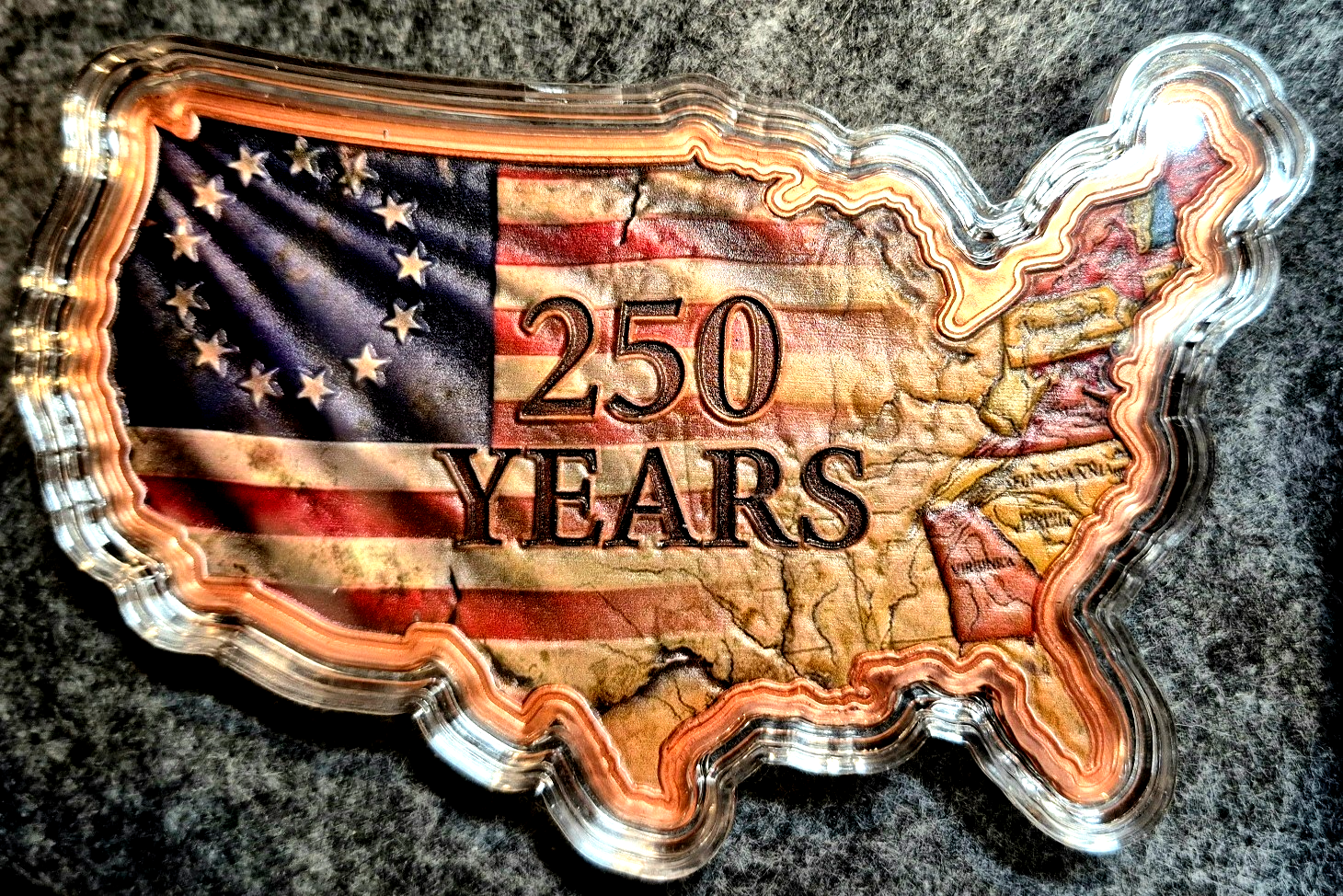 2026 10oz .999 Colorized Copper USA Shaped 250 Year Flag  "We the People" NEW