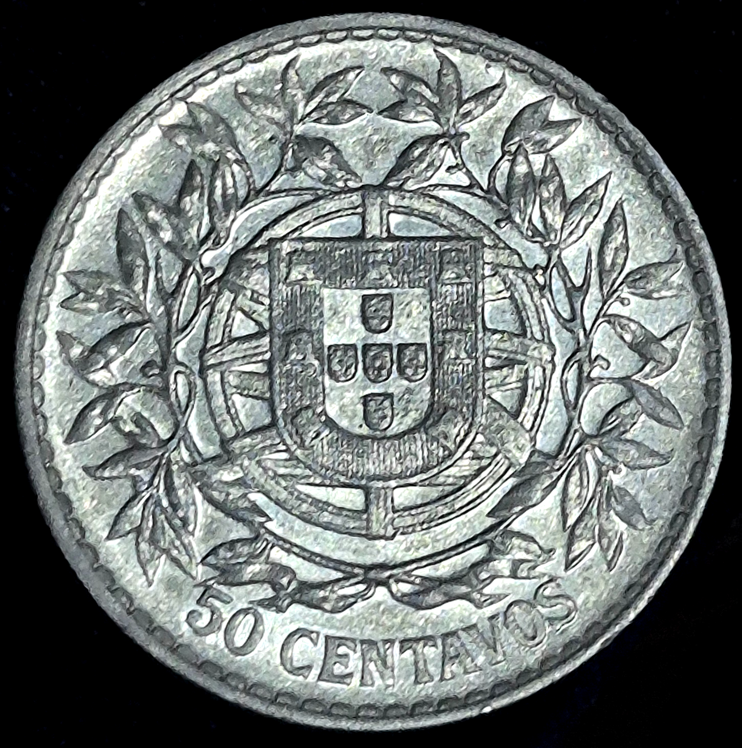 1913 PORTUGAL .835% SILVER 50 CENTAVOS NEAR UNCIRCULATED COIN PRE WORLD WAR ONE