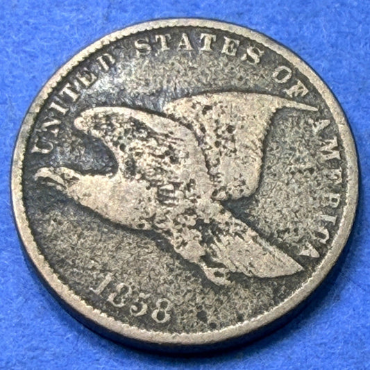 1858 Flying Eagle Cent 1C G Good Copper Nickel Last Year Antique US Type Coin