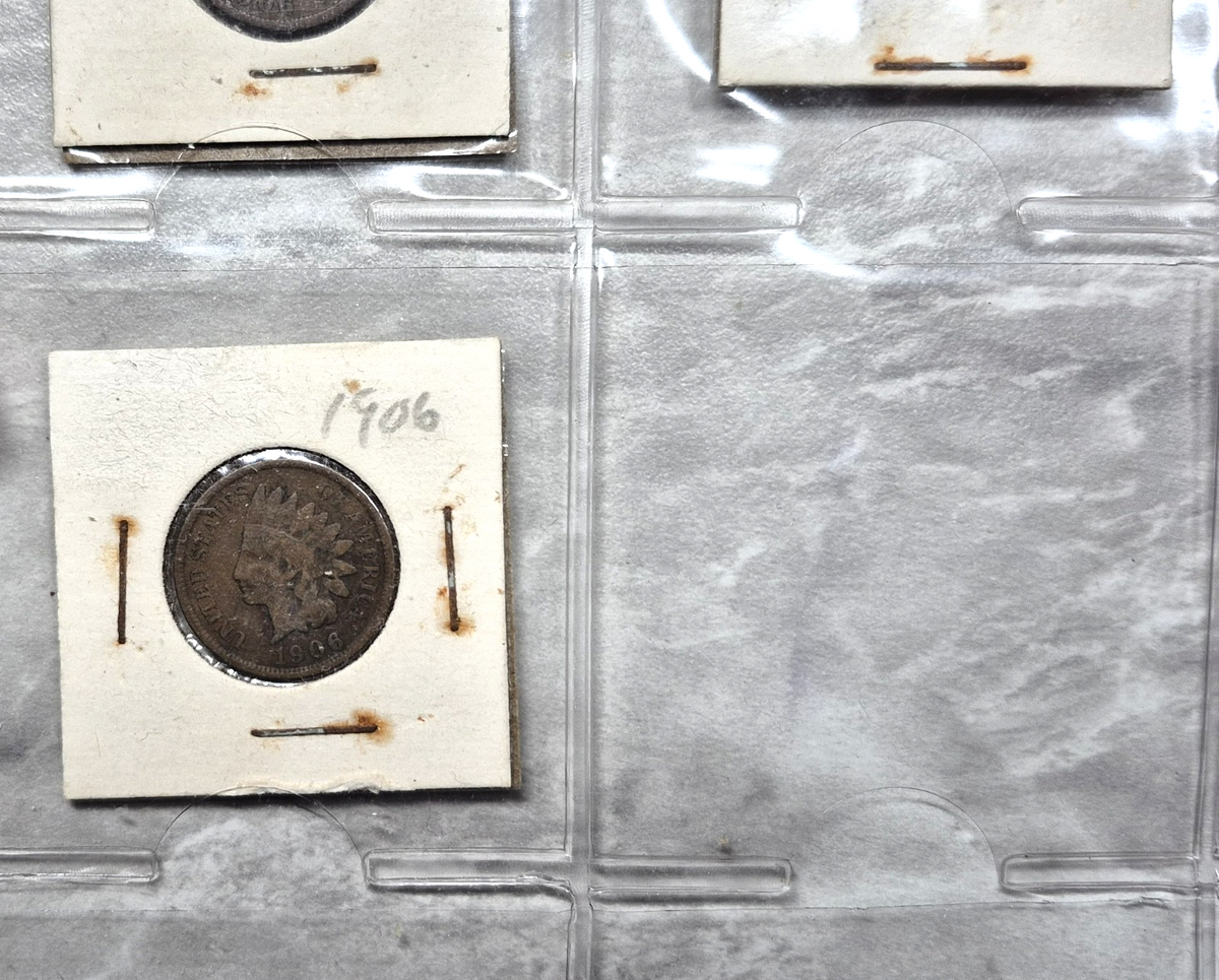 Lot of 11 Indian Head Cents 1897-1907 Vintage 2x2 Flips Old Collection 1C Penny