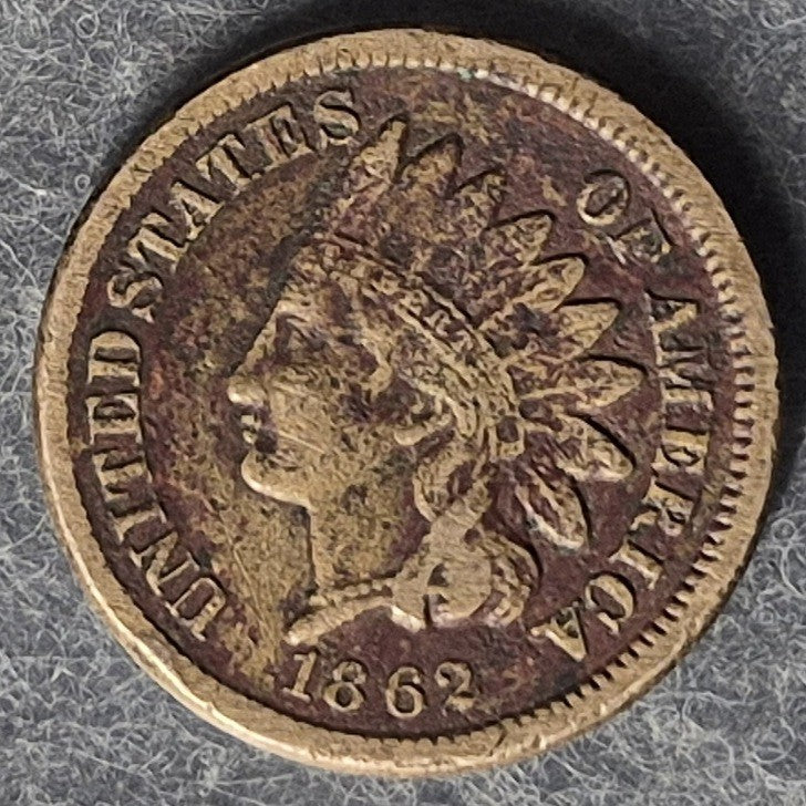 1862 Indian Head Cent Penny 1C VF Very Fine Copper-Nickel Civil War Oak Wreath