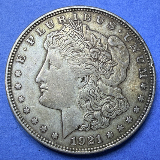 1921 Morgan Silver Dollar $1 XF Extremely Fine 90% Silver Golden Toned Last Year