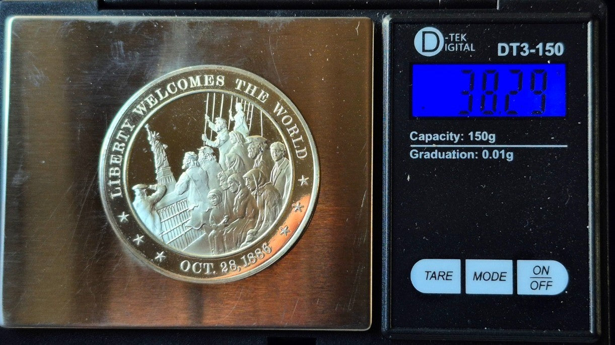 Lot (1) Sterling .925 Silver & (1) Bronze Franklin Mint Hist of US 1886 See Desc