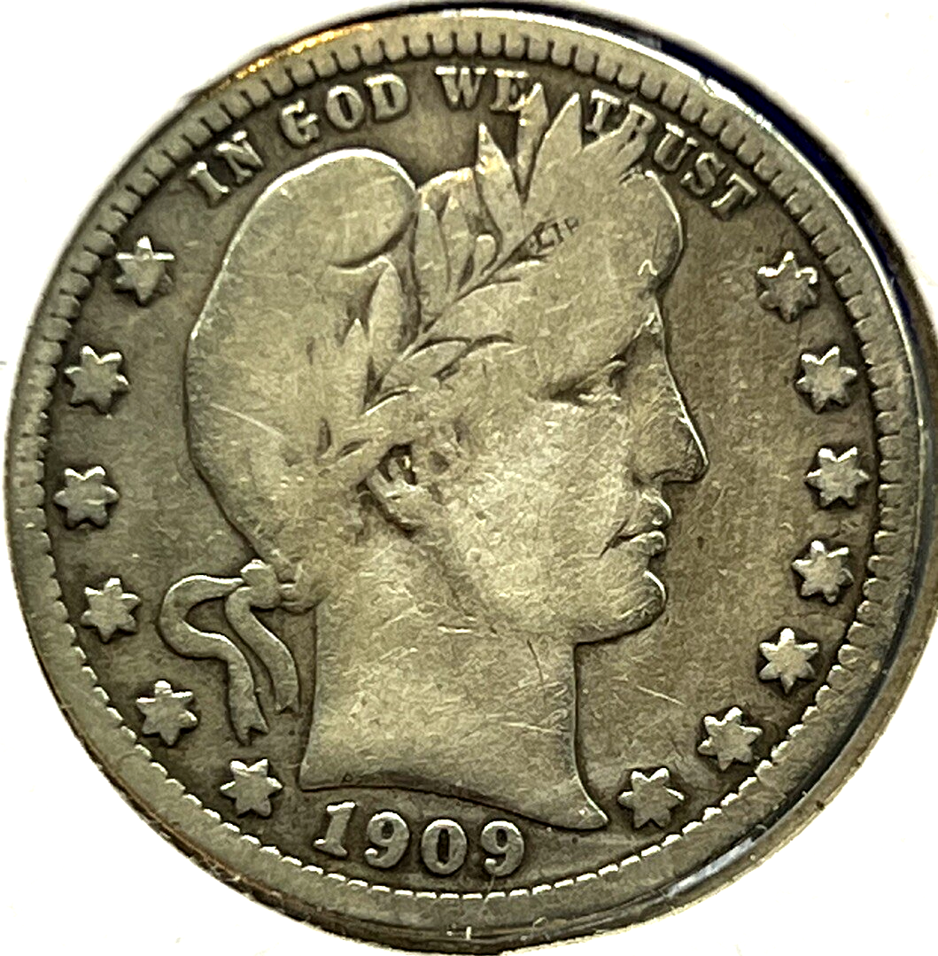 1909-D Barber 90% Silver Quarter 25c Lower Mintage Collectible Coin