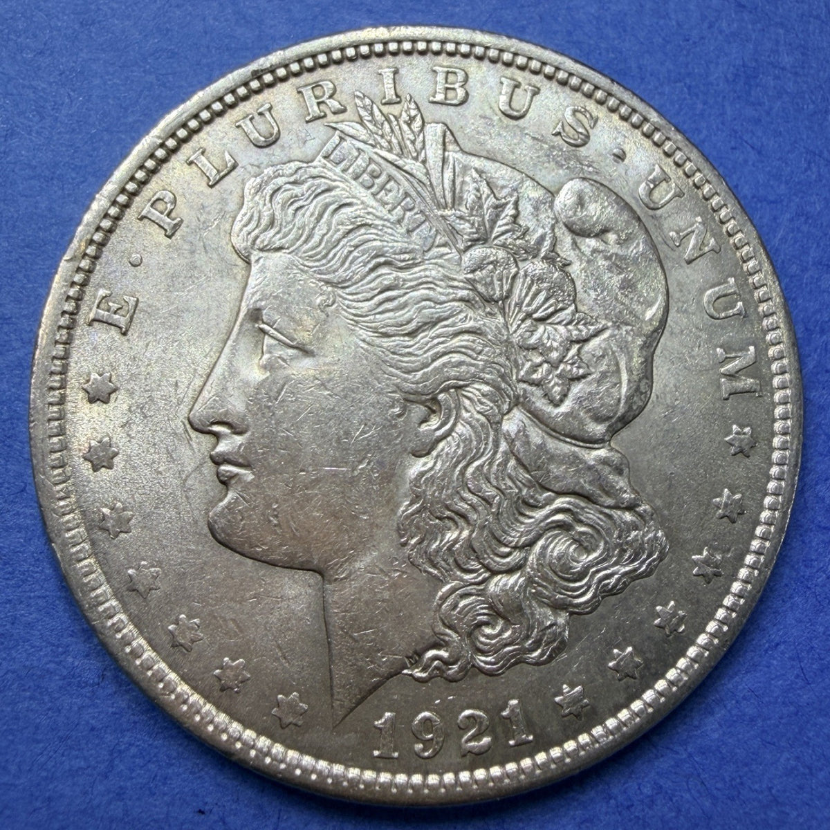 1921 Morgan Silver Dollar $1 XF Extremely Fine 90% Silver Last Year Rim Nick