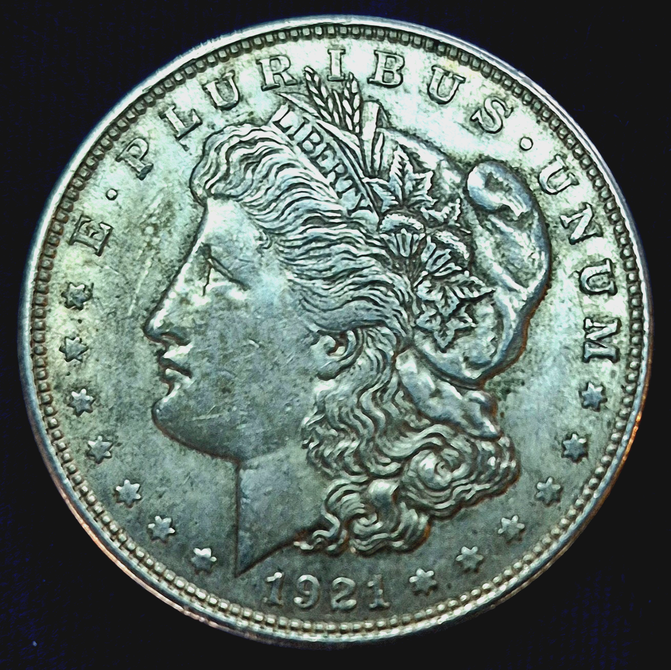 1921 Morgan Dollar PDS Set, 90% Silver, All With AU Circulated Features, (3) 1$