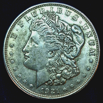 1921 Morgan Dollar PDS Set, 90% Silver, All With AU Circulated Features, (3) 1$