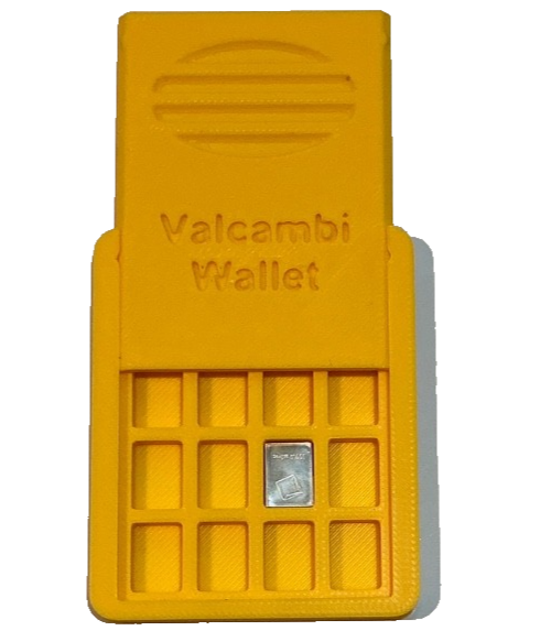 Yellow Valcambi Wallet Holds 32 SILVER Bars Slide Top INCLUDES 1 Gram  Bar
