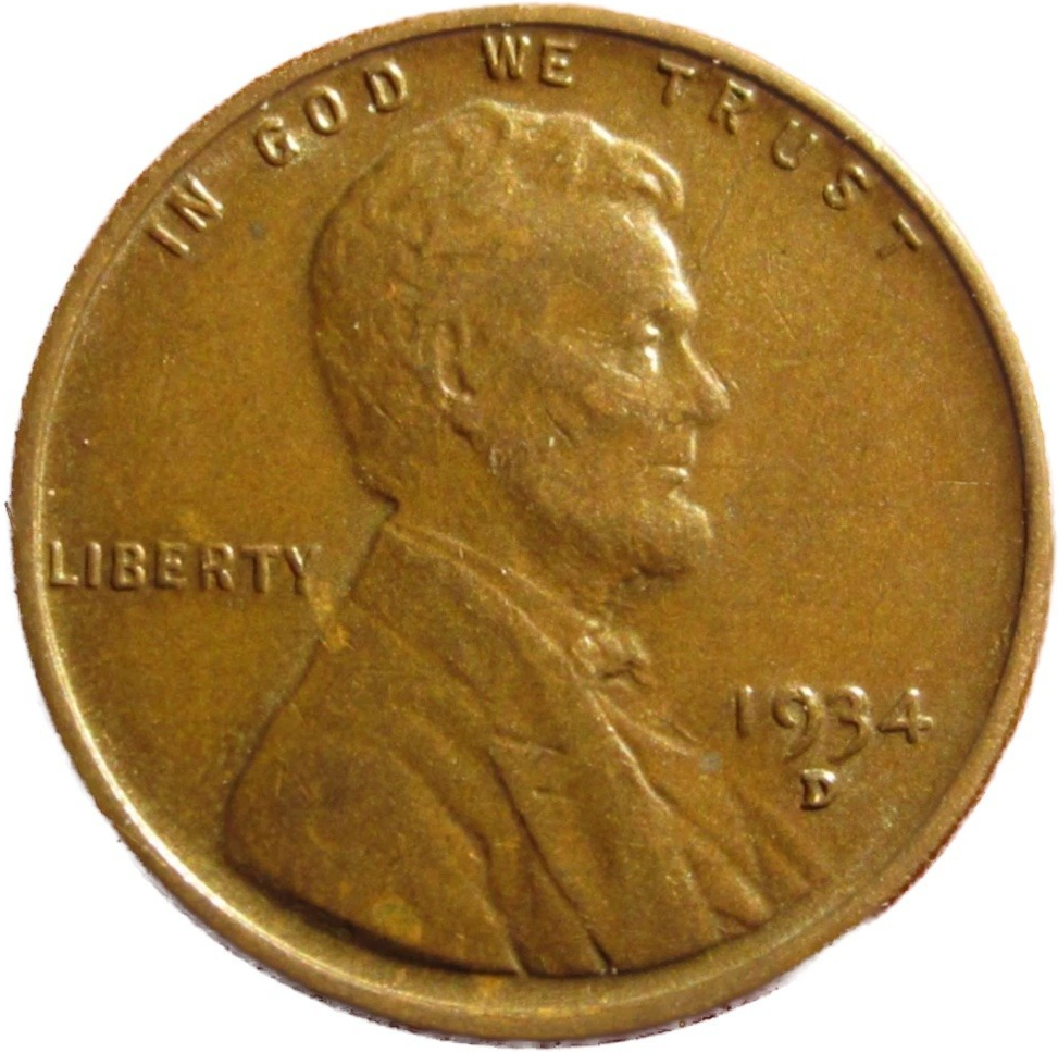 ✅ 1934 D Lincoln Wheat Cent Penny G-VG Average Circulated Condition 1c Coin