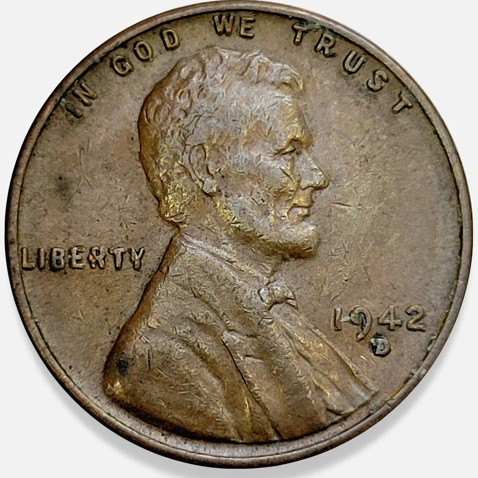 ✅ 1942 D Lincoln Wheat Cent FINE - VERY FINE  (F-VF)  Copper  1c Coin From Roll