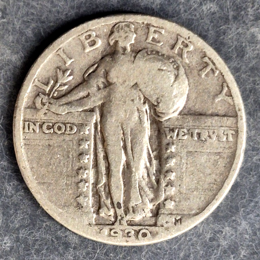 1930 P Standing Liberty Quarter 25c 90% Silver VG Final Year Type 2 Philadelphia