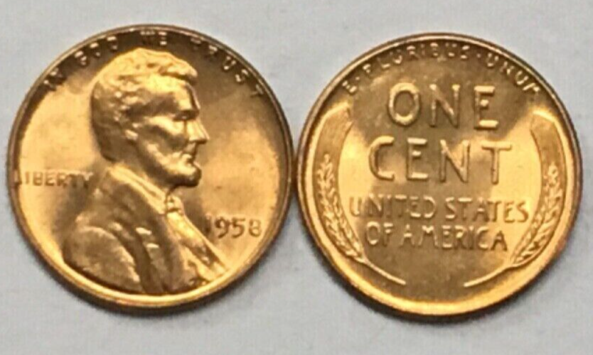 ✅ 1958 P Lincoln Wheat Cent Choice BU 1c BRILLIANT UNCIRCULATED RED From OBW