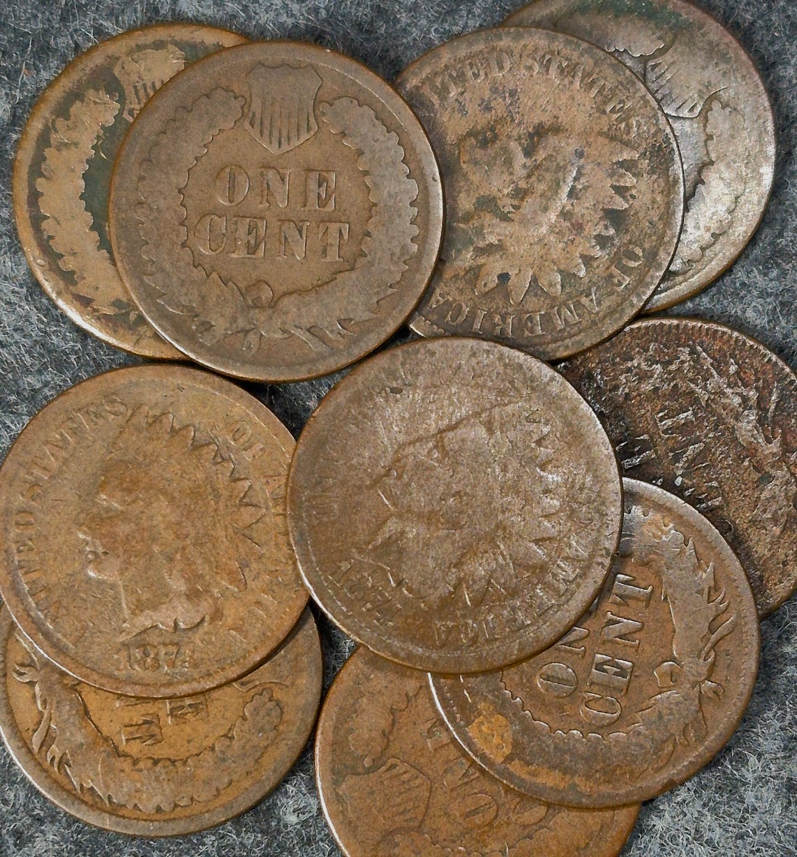 Lot of (1) 1874 Indian Head Cent AG (About Good) Average Circulated Condition