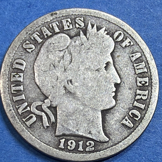 1912-D Barber Dime 10C G Good 90% Silver US Coin