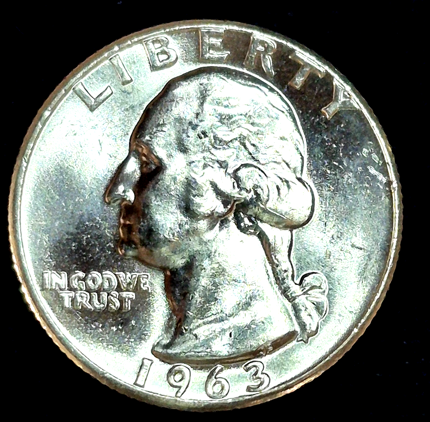 1963 WASHINGTON QUARTER 90% SILVER BEAUTIFUL BU UNC RARE SLIGHT CCW DIE ROTATION