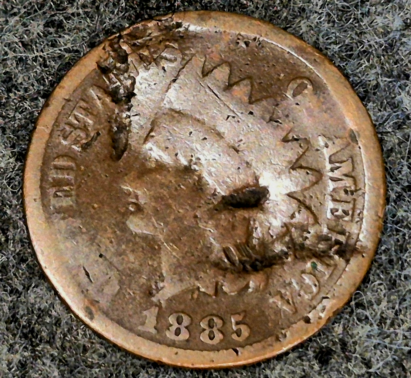 1885 Indian Head Cent Penny AG or Less Features, Hole Filler, Coin Pictured 1C