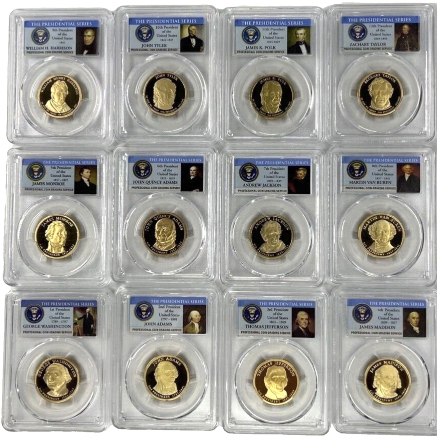 2007-2016 Presidential Dollars PCGS PR69DCAM Complete 39 Proof Coins Set + Case