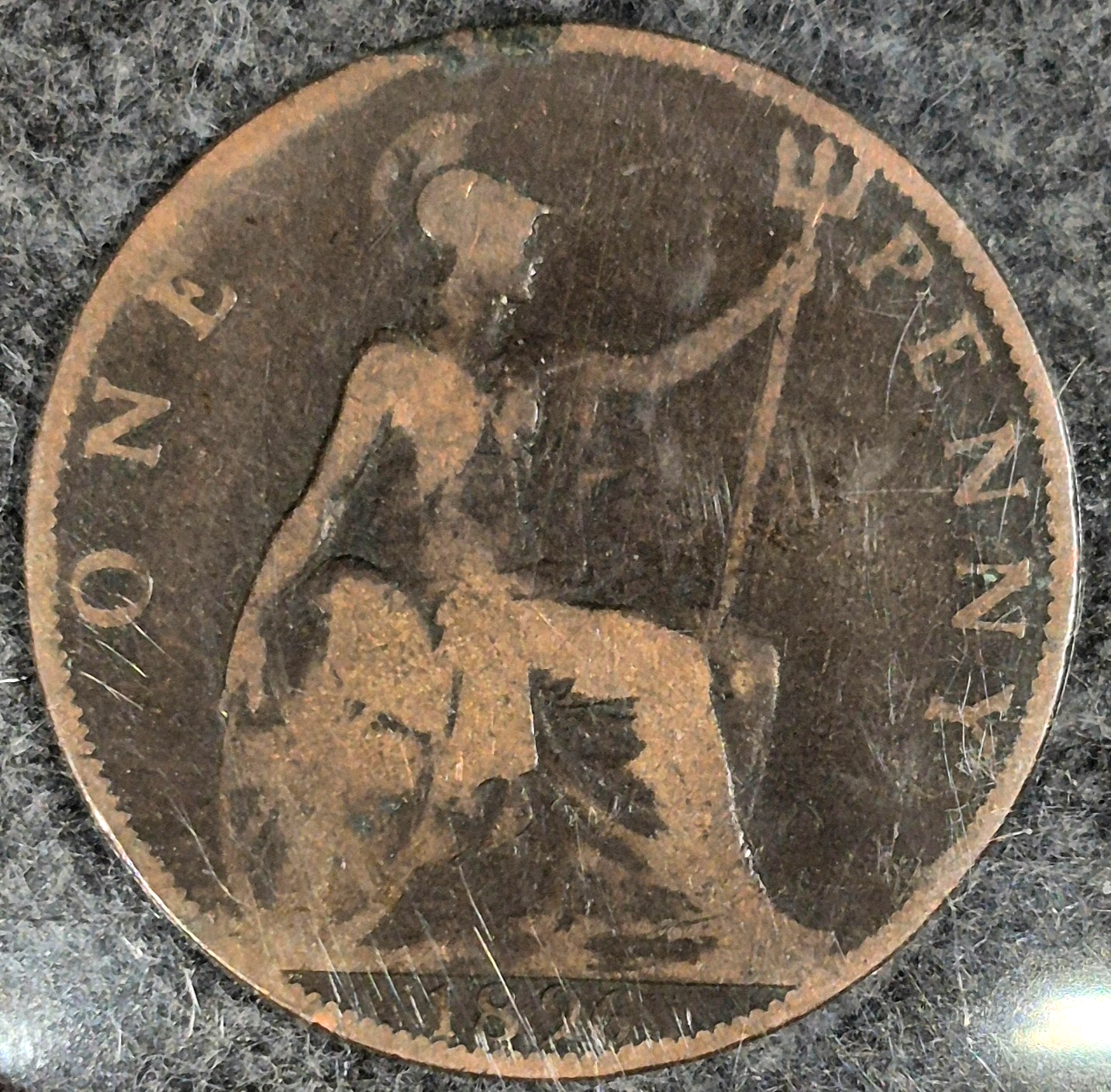 Queen Victoria 1896 England Bronze One Penny Coin Uncertified with Story Card