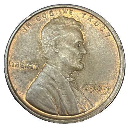 TONER ALERT! 1909 VDB BU Lincoln Wheat Cent Red Brown INTERESTING COLOR 1c Coin