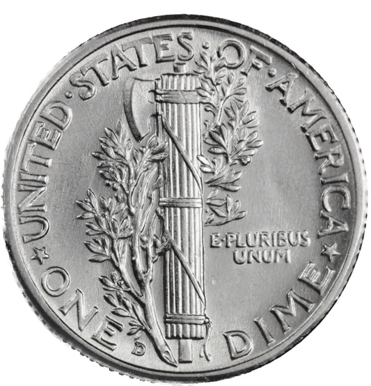 1942 D Mercury Dime BU Brilliant Uncirculated 90% Silver 10c FSB White Coin