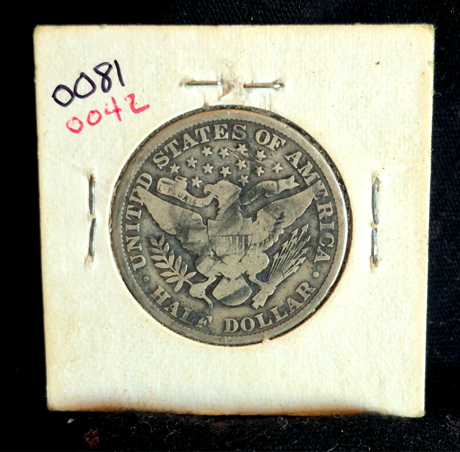 1906 Barber Half Dollar 90% Silver Nice Rims VG-F Features in a Vintage Flip 50C