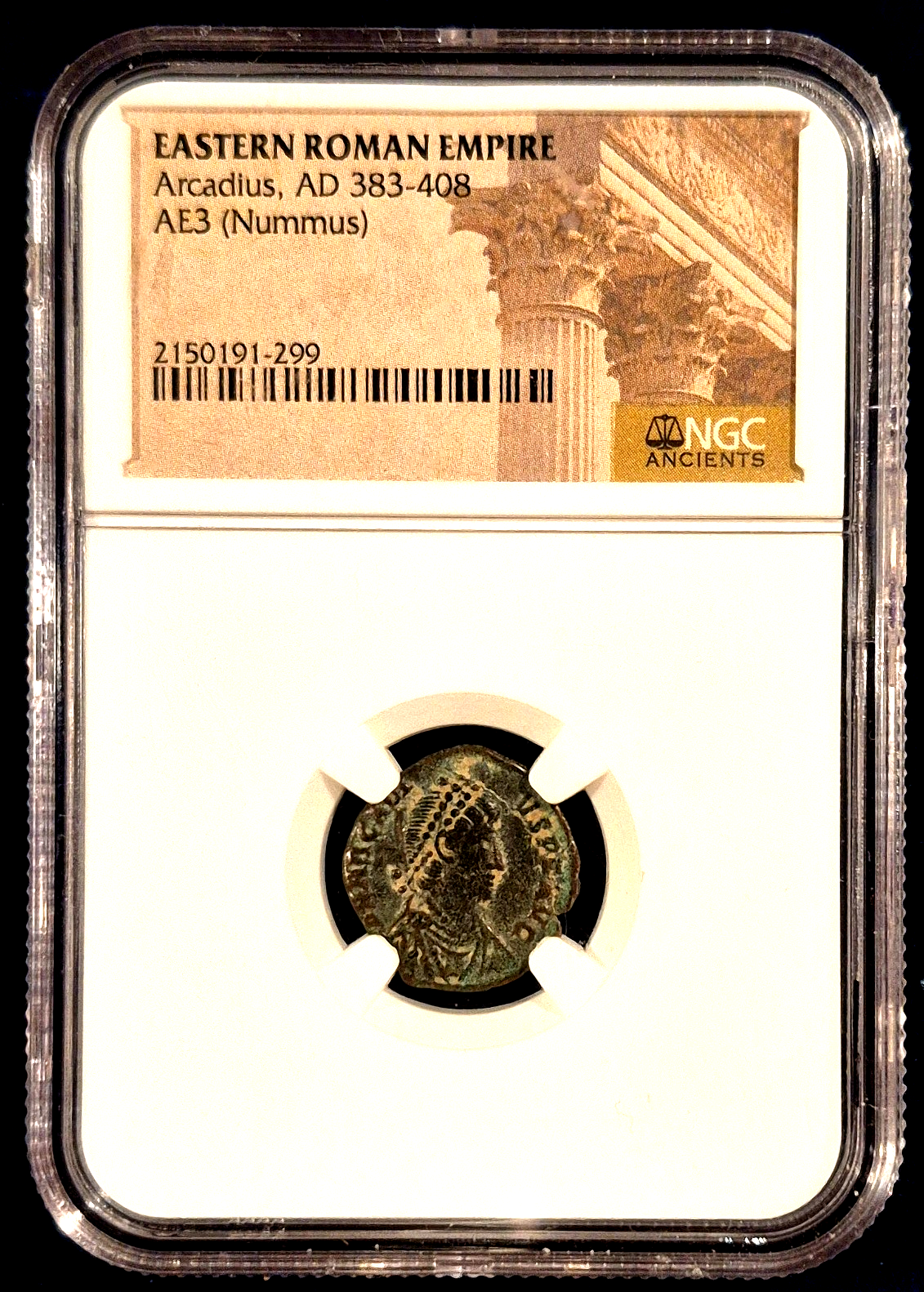 NGC Certified Ancient Coin Eastern Roman Empire Arcadius AD 383-408 AE3 Nummus