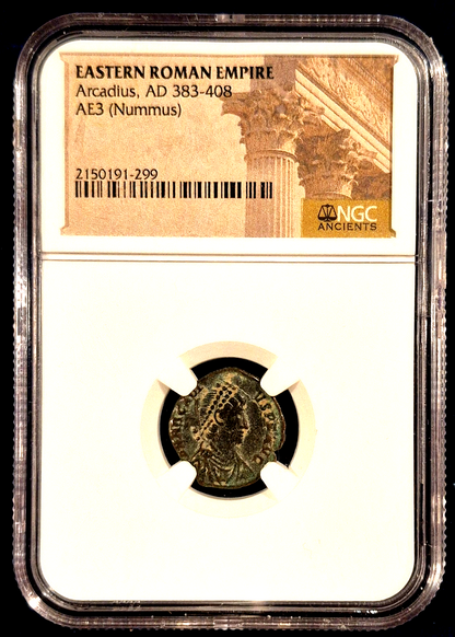 NGC Certified Ancient Coin Eastern Roman Empire Arcadius AD 383-408 AE3 Nummus