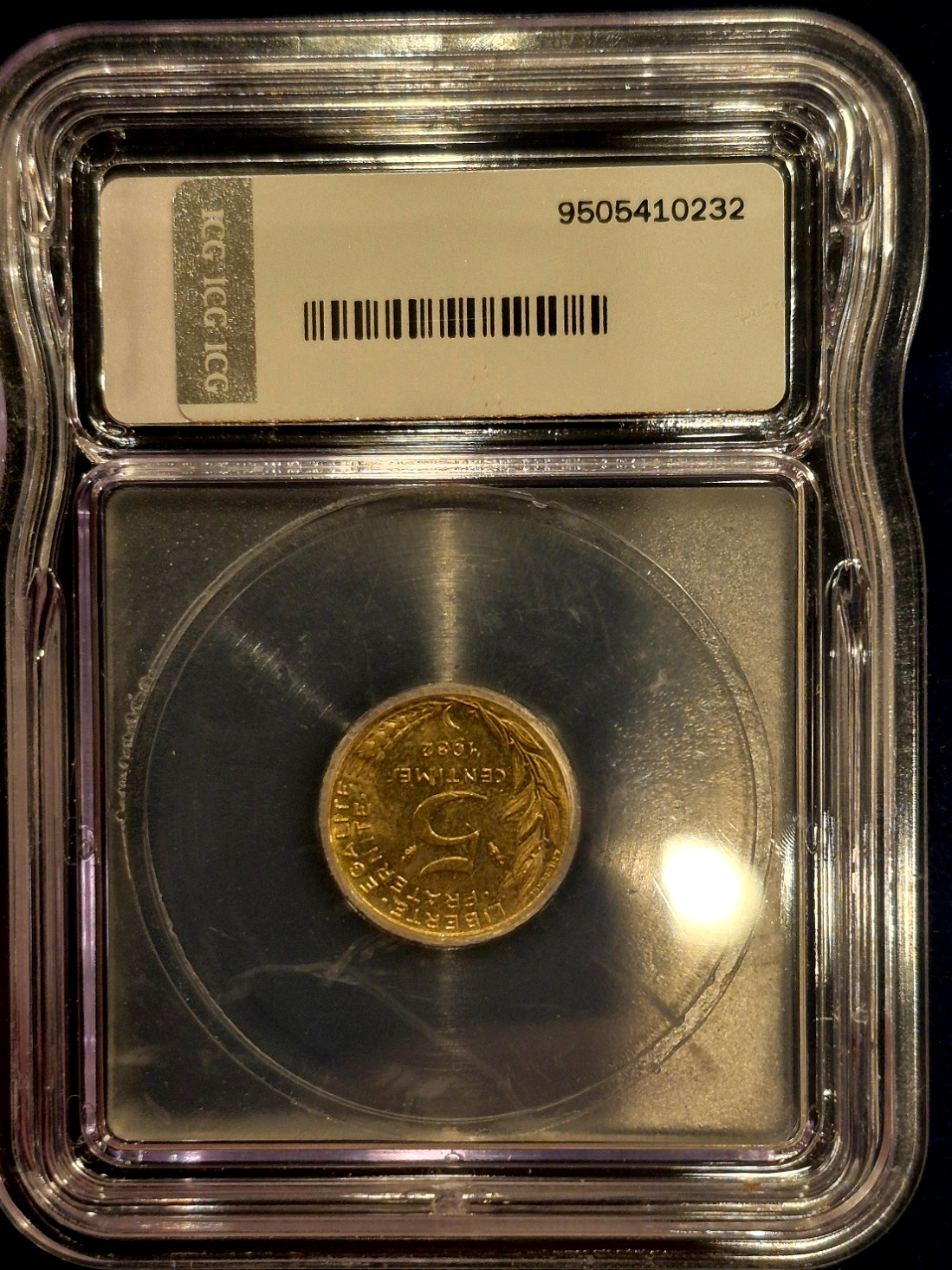 1982 France 5 Centimes Marianne Al-Bronze ICG Genuine World Coin Treasure Hoard